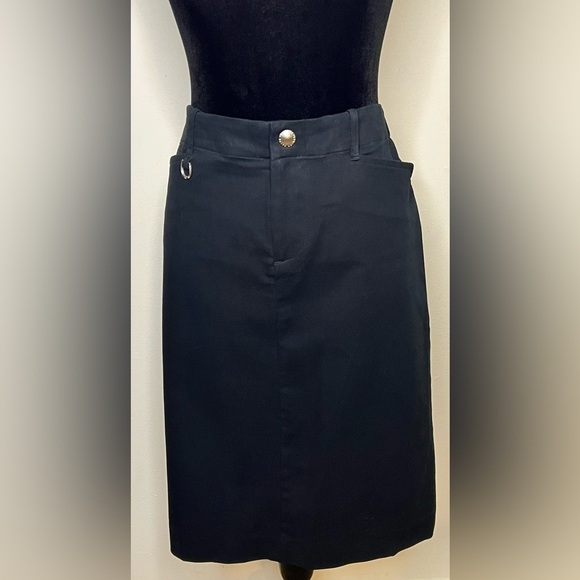 Ralph Lauren black cotton skirt Front pockets. Horseshoe on belt loop Size 8 EUC - Picture 1 of 9